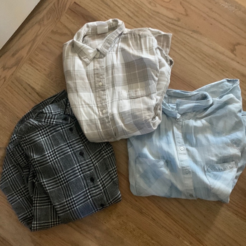 COPY - Plaid tops -O'Neill Blue, Gap White/Khaki, oversized grey/black - XS - S…